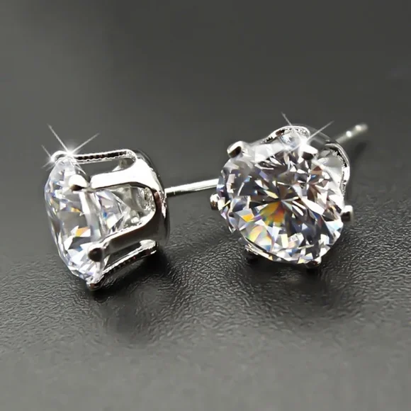 Classic Round Diamond Earrings - Picture 3 of 4